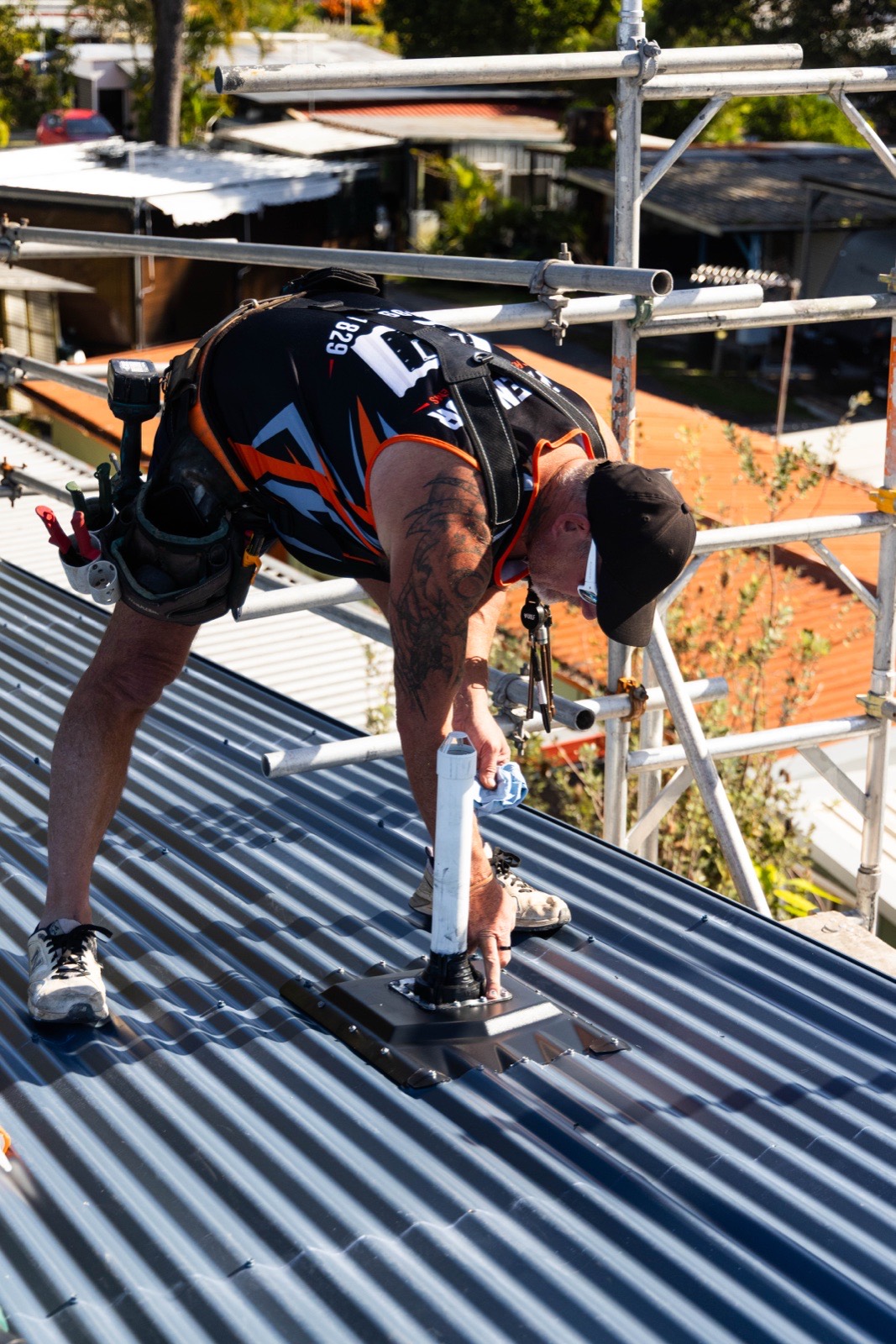 Wiping down a freshly installed Penenator flashing